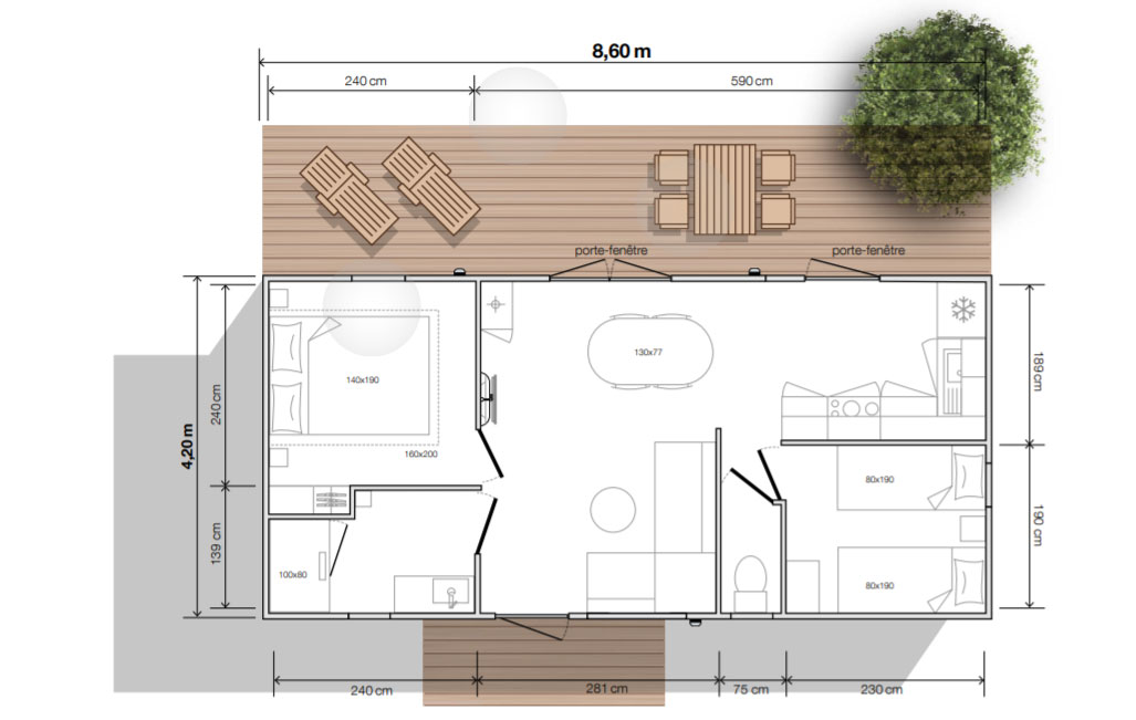 Salon mobile-home COTE JARDIN